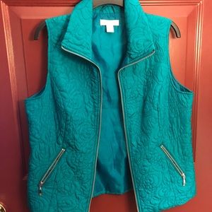 Teal Vest with Floral Embroidery
